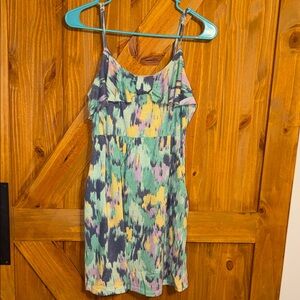 Abstract Floral Summer Dress in Mint & Lavender